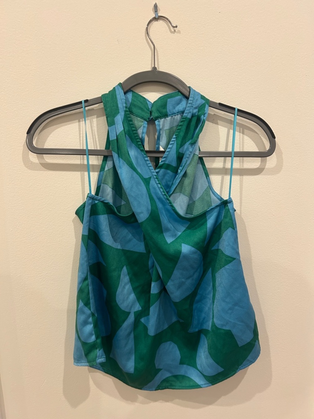 Blue & Green Abstract Set: Halter Tank Top and Matching Wide Leg pants!